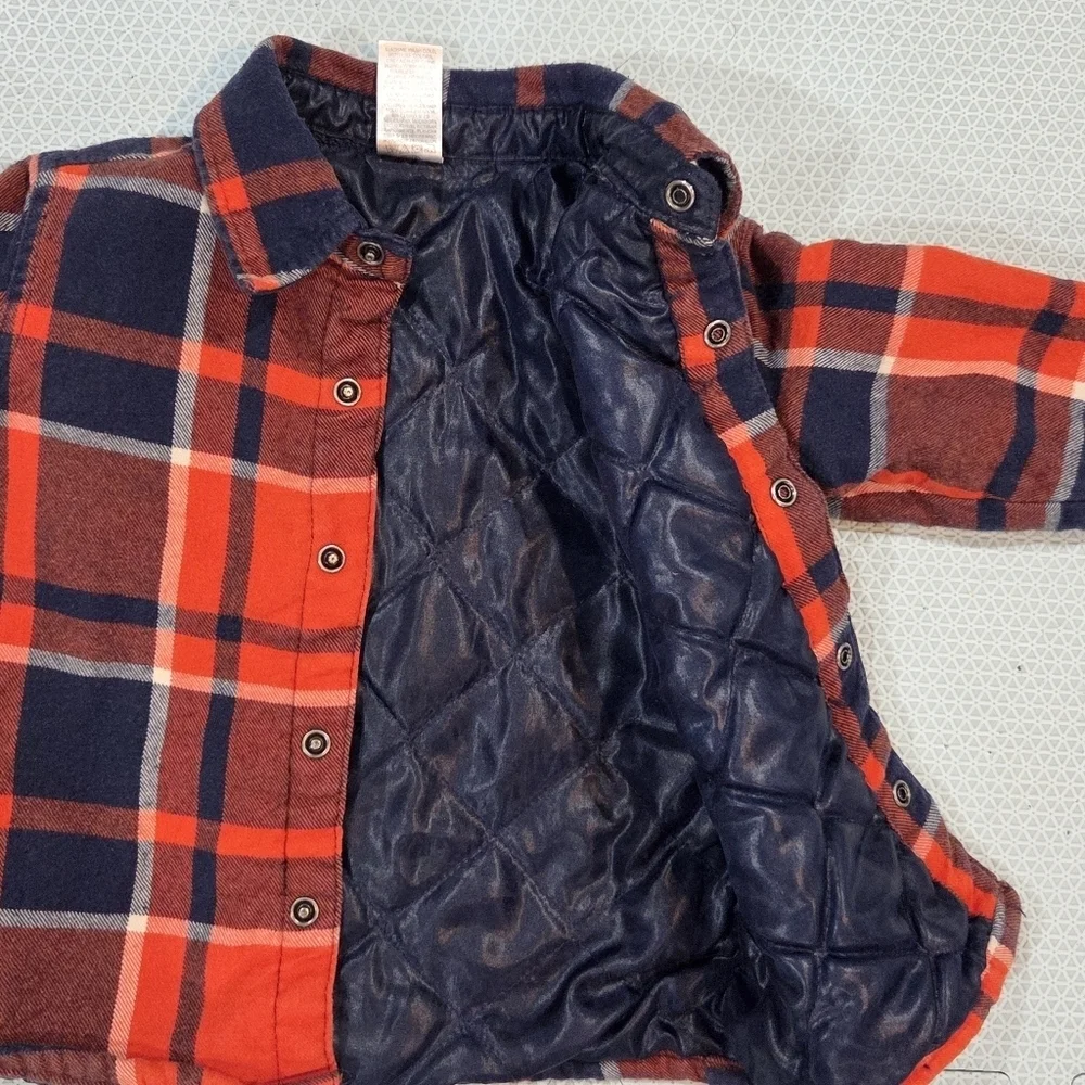 Boys Toddler Flannel Plaid Red & Black Button Up Jacket Size 2T